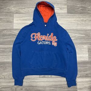 Vintage Florida Gators Hoodie Women L Blue Orange Sweatshirt Baggy Crop Boxy FIt